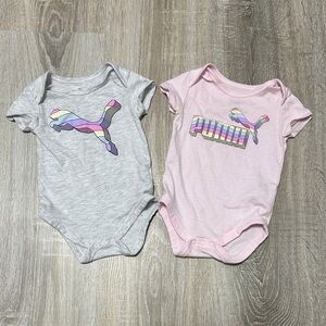 Puma Pink & Light Gray Baby One-Piece Bodysuit Set